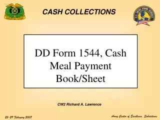 DD Form 1544, Cash Meal Payment Book/Sheet