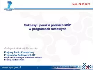 sukcesy i pora ki polskich m p w programach ramowych