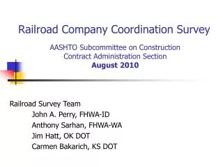 Railroad Company Coordination Survey