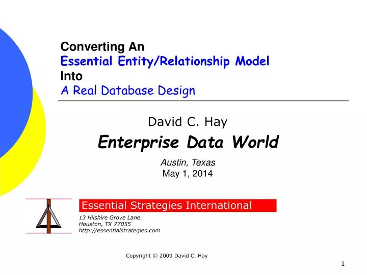 converting an essential entity relationship model into a real database design