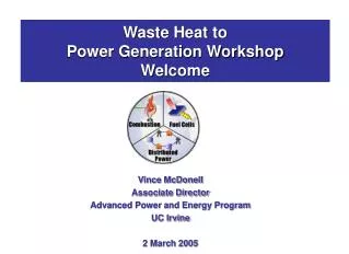 Waste Heat to Power Generation Workshop Welcome