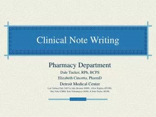 Clinical Note Writing