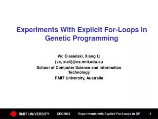 Experiments With Explicit For-Loops in Genetic Programming