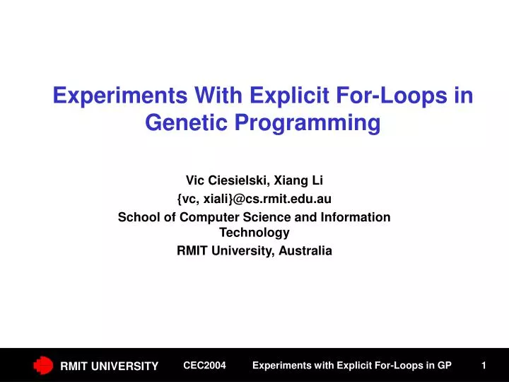 experiments with explicit for loops in genetic programming