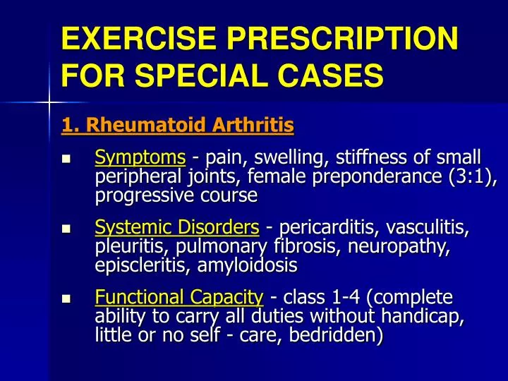 exercise prescription for special cases