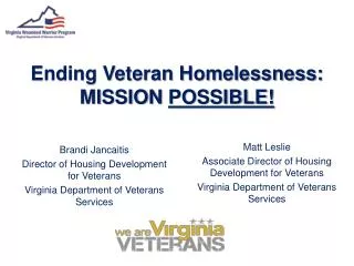 Ending Veteran Homelessness: MISSION POSSIBLE!