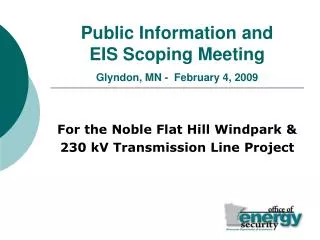 Public Information and EIS Scoping Meeting Glyndon, MN - February 4, 2009