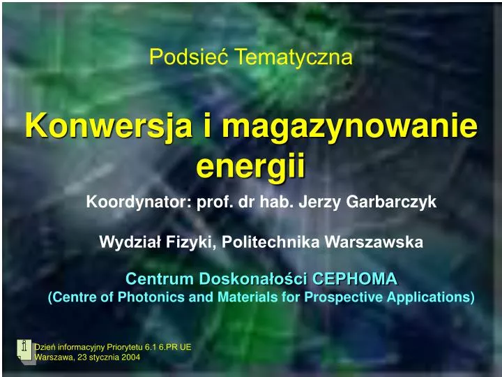 podsie tematyczna konwersja i magazynowanie energii