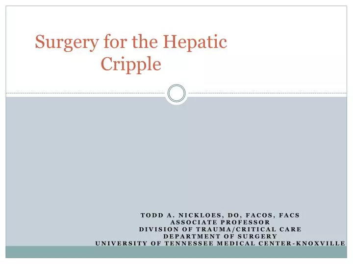 surgery for the hepatic cripple