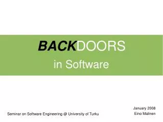 BACK DOORS in Software