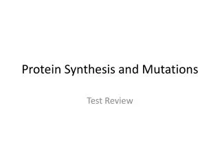 Protein Synthesis and Mutations