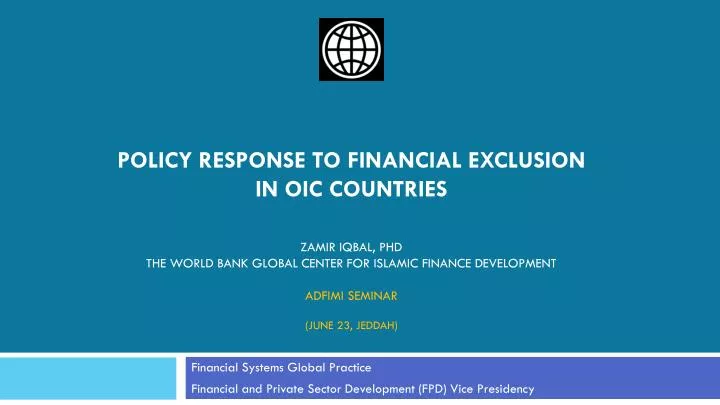 financial systems global practice financial and private sector development fpd vice presidency