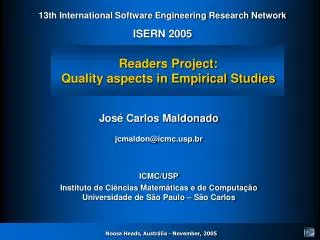 Readers Project: Quality aspects in Empirical Studies