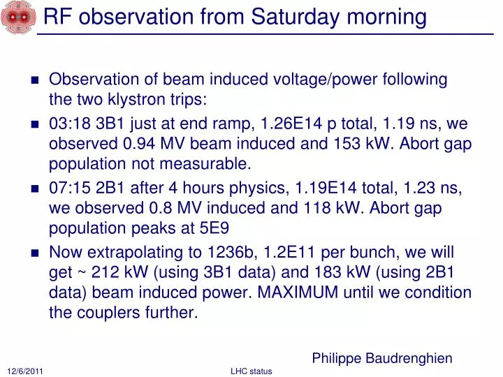 rf observation from saturday morning