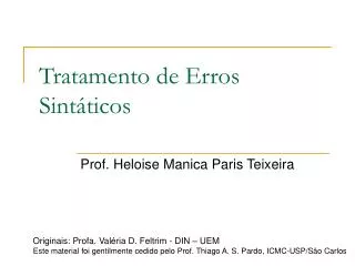 tratamento de erros sint ticos