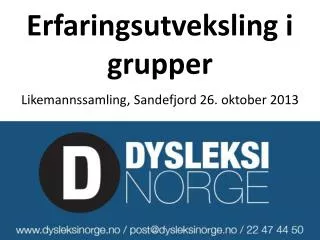 erfaringsutveksling i grupper