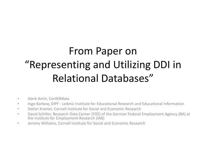 from paper on representing and utilizing ddi in relational databases