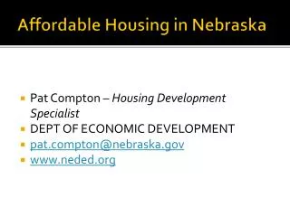 Affordable Housing in Nebraska