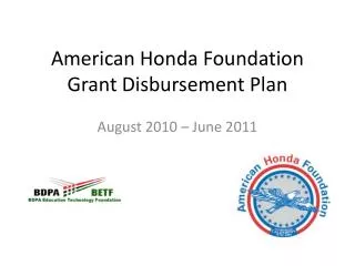 American Honda Foundation Grant Disbursement Plan