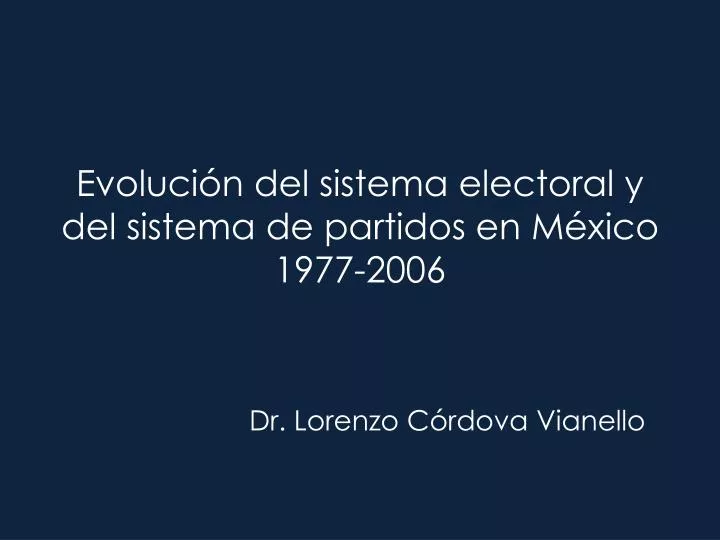 evoluci n del sistema electoral y del sistema de partidos en m xico 1977 2006
