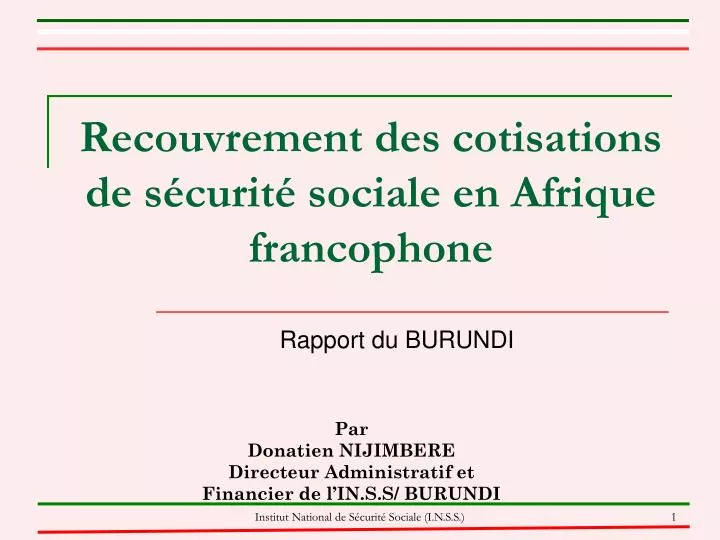 recouvrement des cotisations de s curit sociale en afrique francophone