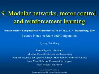9. Modular networks, motor control, and reinforcement learning