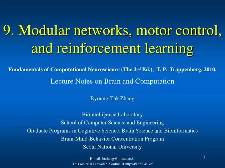 9 modular networks motor control and reinforcement learning
