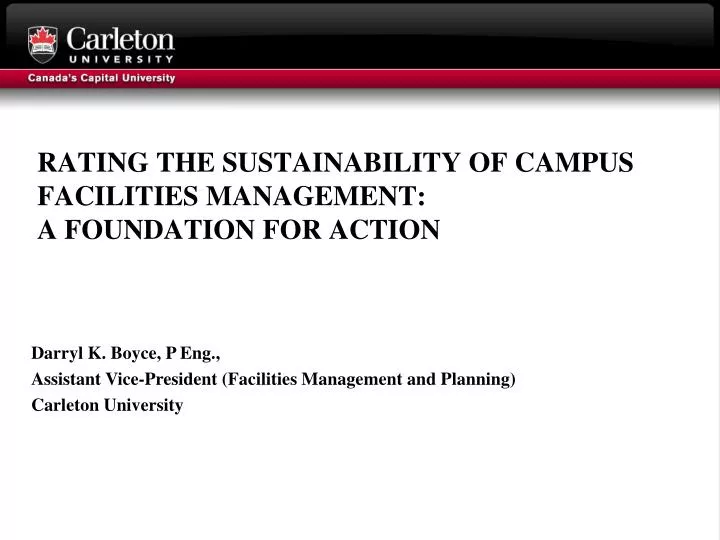 rating the sustainability of campus facilities management a foundation for action