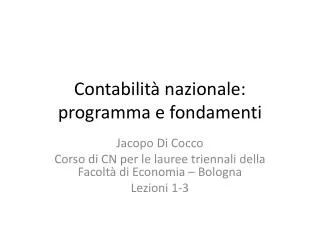 contabilit nazionale programma e fondamenti