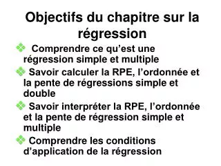 objectifs du chapitre sur la r gression