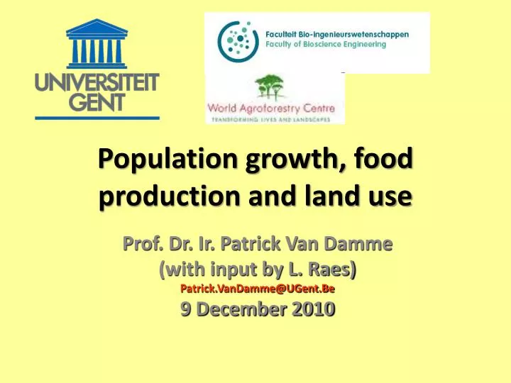 population growth food production and land use