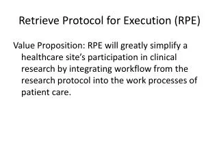 retrieve protocol for execution rpe