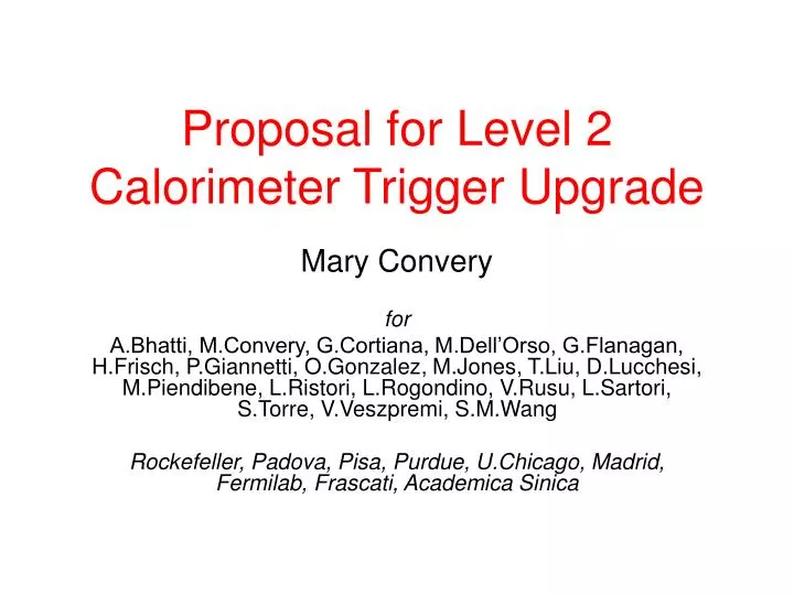 proposal for level 2 calorimeter trigger upgrade