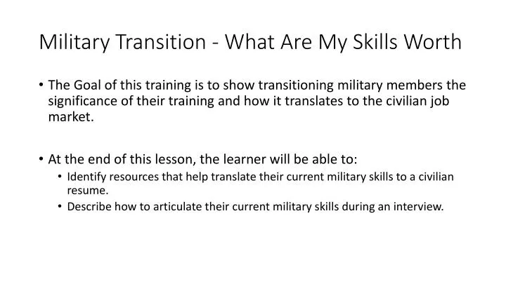 military transition what are my skills worth