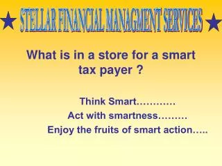 What is in a store for a smart tax payer ?