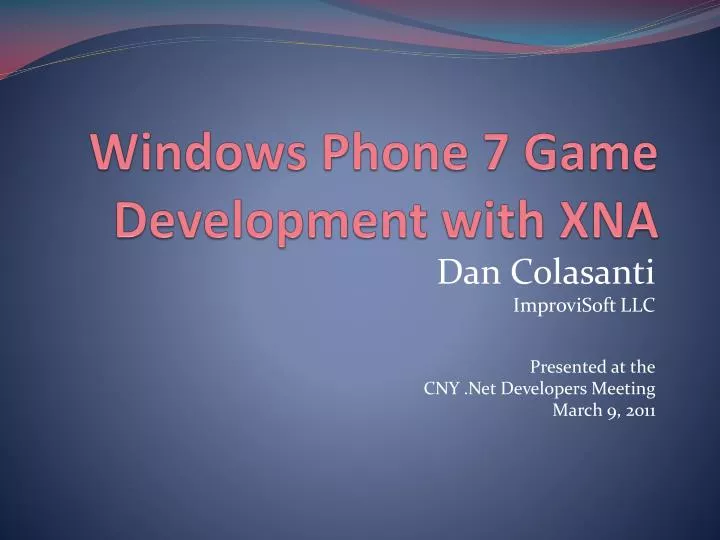 windows phone 7 game development with xna