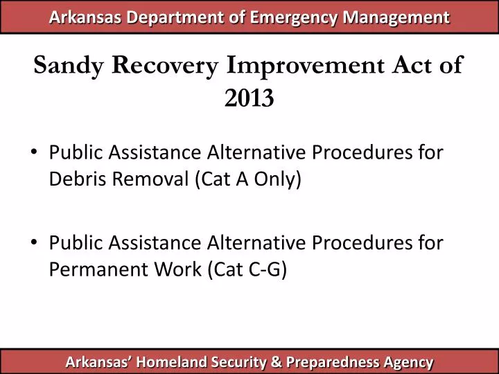 sandy recovery improvement act of 2013