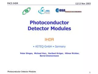 Photoconductor Detector Modules IHDR