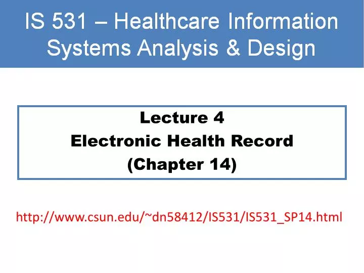 lecture 4 electronic health record chapter 14