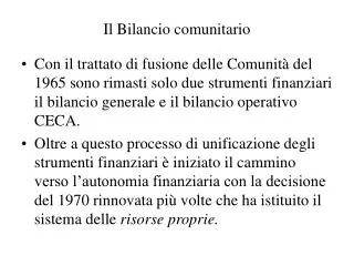 il bilancio comunitario