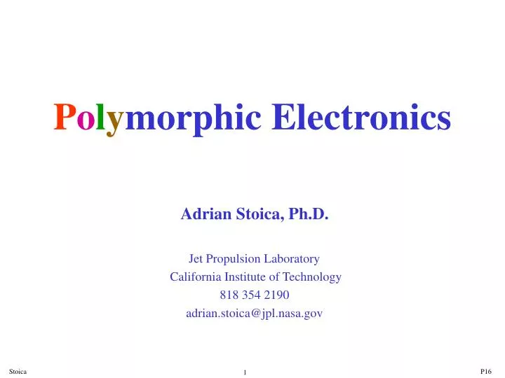p o l y morphic electronics