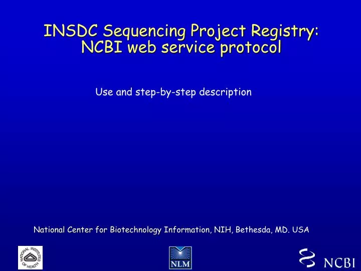 insdc sequencing project registry ncbi web service protocol