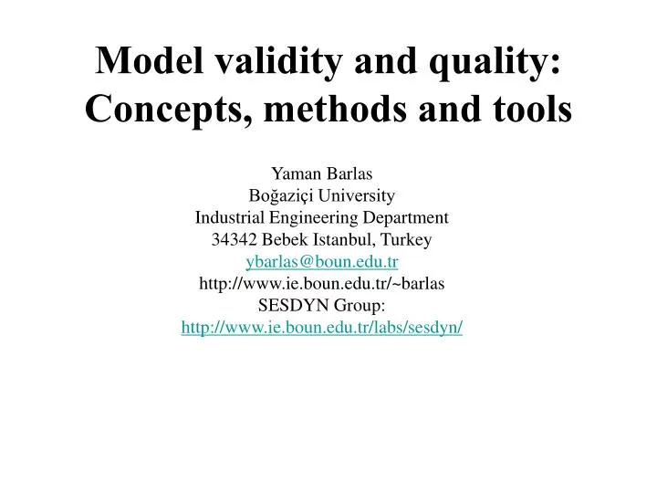 model validity and quality concepts methods and tools