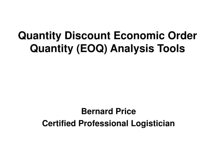 quantity discount economic order quantity eoq analysis tools