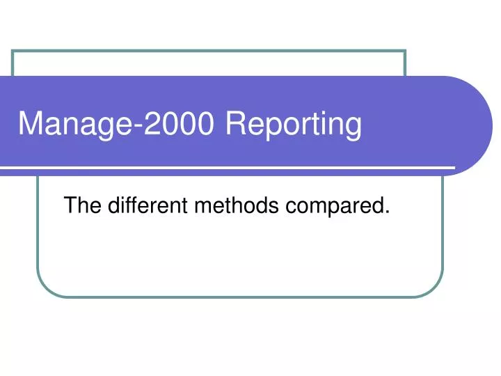 manage 2000 reporting