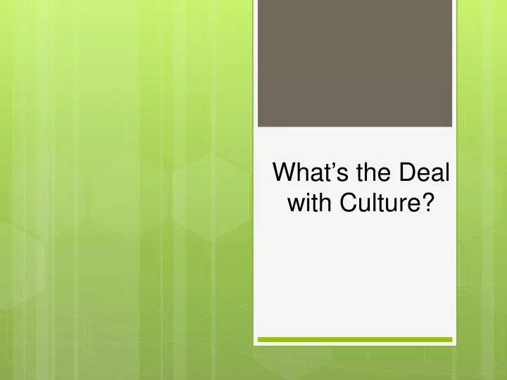wh at s the deal with culture