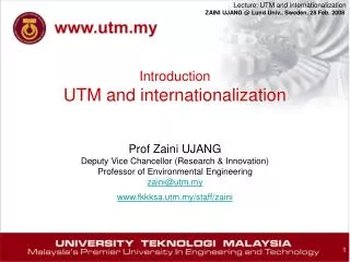 Introduction UTM and internationalization