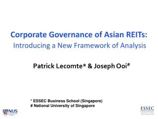 Corporate Governance of Asian REITs: