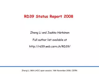 RD39 Status Report 2008