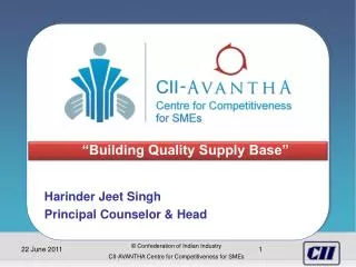 Harinder Jeet Singh Principal Counselor &amp; Head